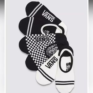 VANS Classic Super No Show 3-Pack Socks - Black/White - Size 6.5-10 Unisex